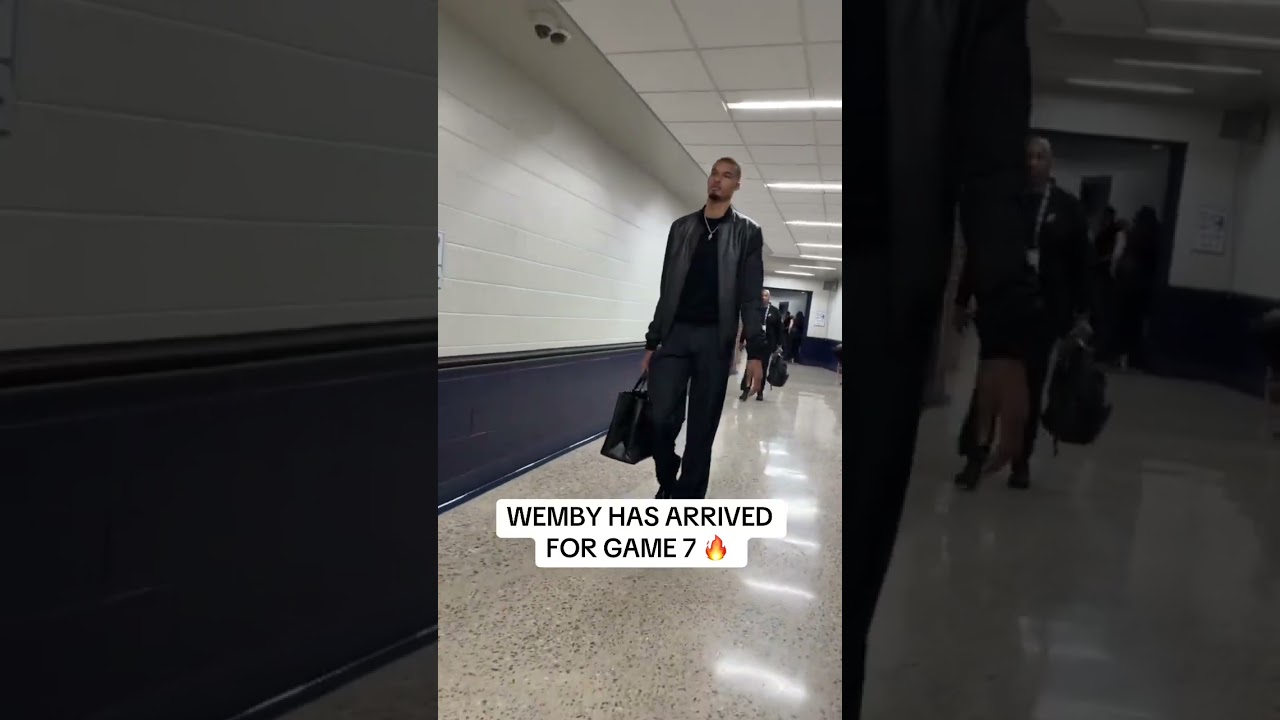 Wemby rocking the all black fit as he arrives for Game 7 of the WCF 👏