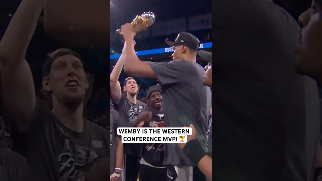 Victor Wembanyama gets the Earvin “Magic “Johnson Western Conference MVP Trophy 🏆