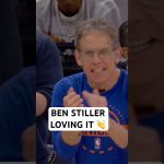 Jalen Brunson hits the transition three and Ben Stiller loves it