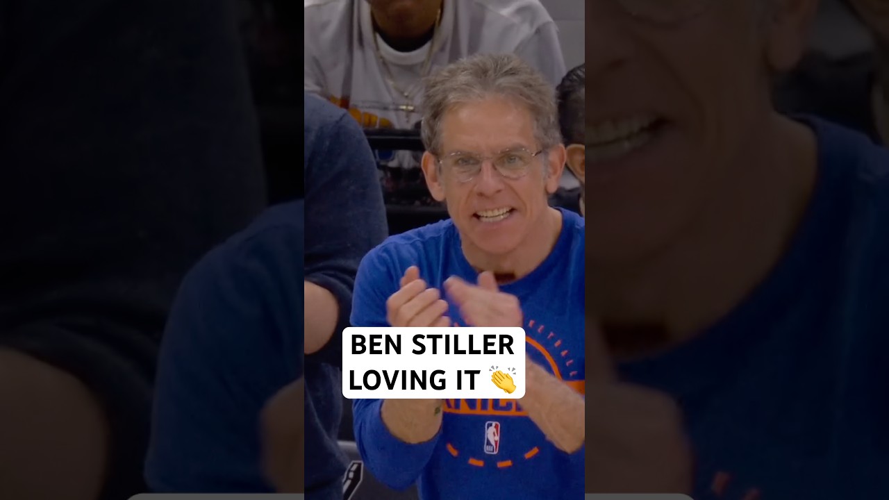 Jalen Brunson hits the transition three and Ben Stiller loves it