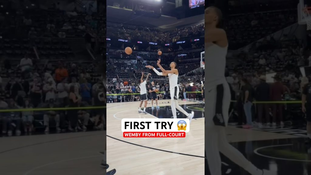 Wemby knocking down the full-court shot on the first try before Game 2!