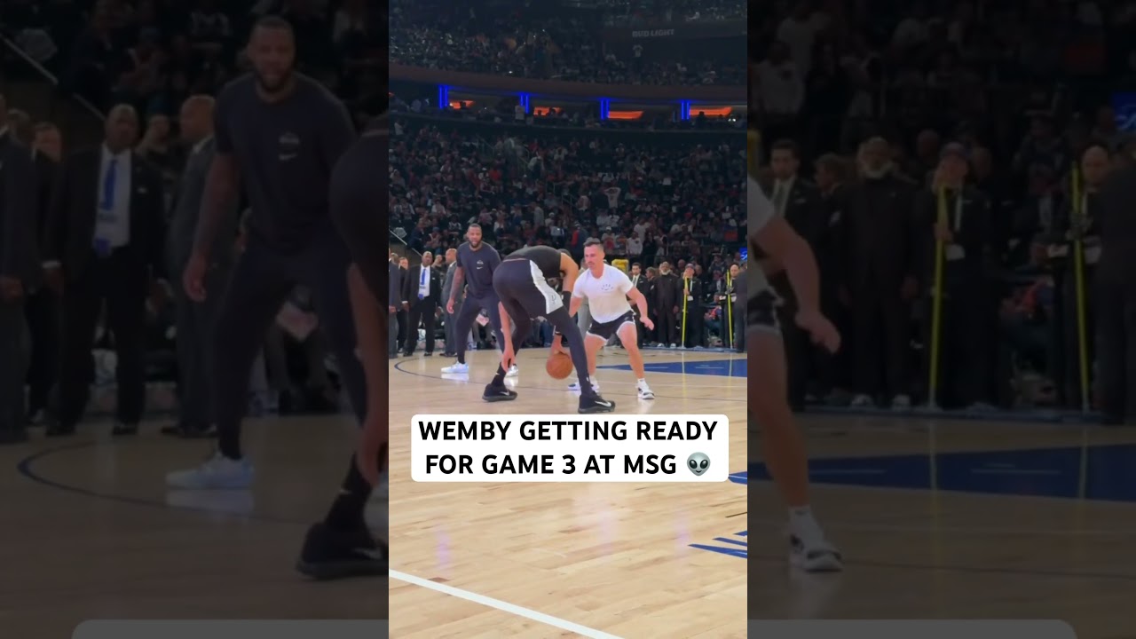 Wemby warms up at MSG for Game 3 🏆