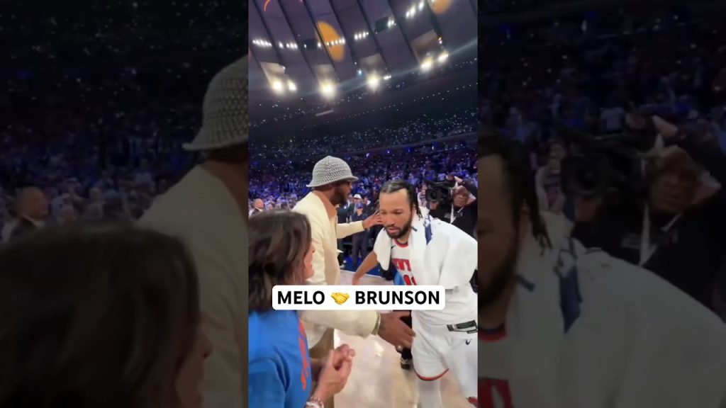 Carmelo Anthony waited to congratulate Jalen Brunson after the Knicks Game 4 win