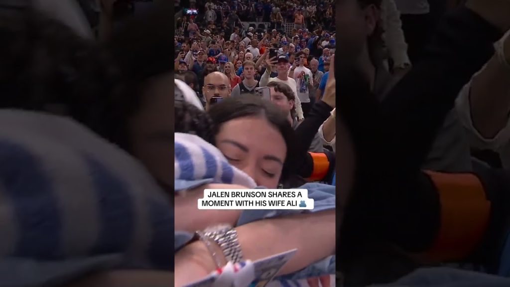 Wholesome moment as Jalen Brunson hugs his wife Ali after becoming an NBA Champion ๐ฅน๐