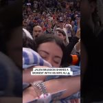 Wholesome moment as Jalen Brunson hugs his wife Ali after becoming an NBA Champion 🥹🏆