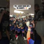 The celebration was ON in the Knicks locker room with the champs! 🏆🍾