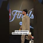 Jalen Brunson arrives for Game 3 of the NBA Finals