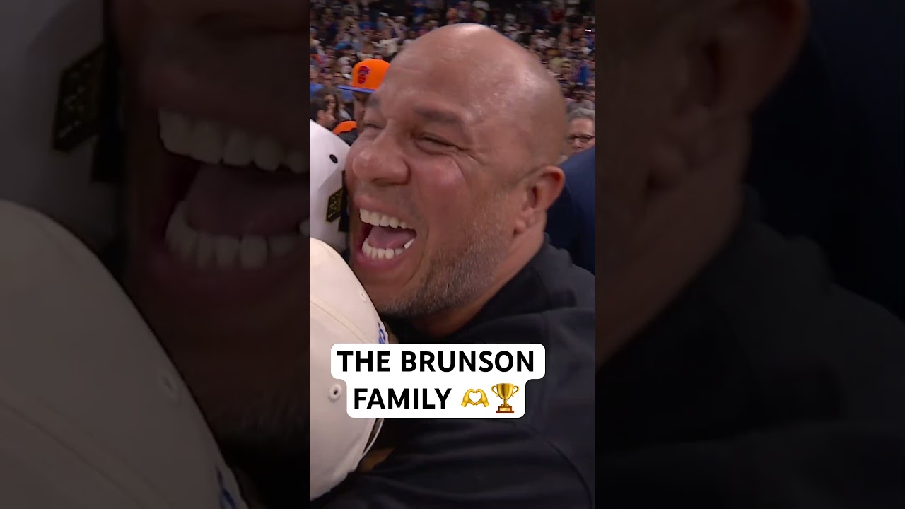 Jalen Brunson embraces with his family after winning first NBA Championship 🏆