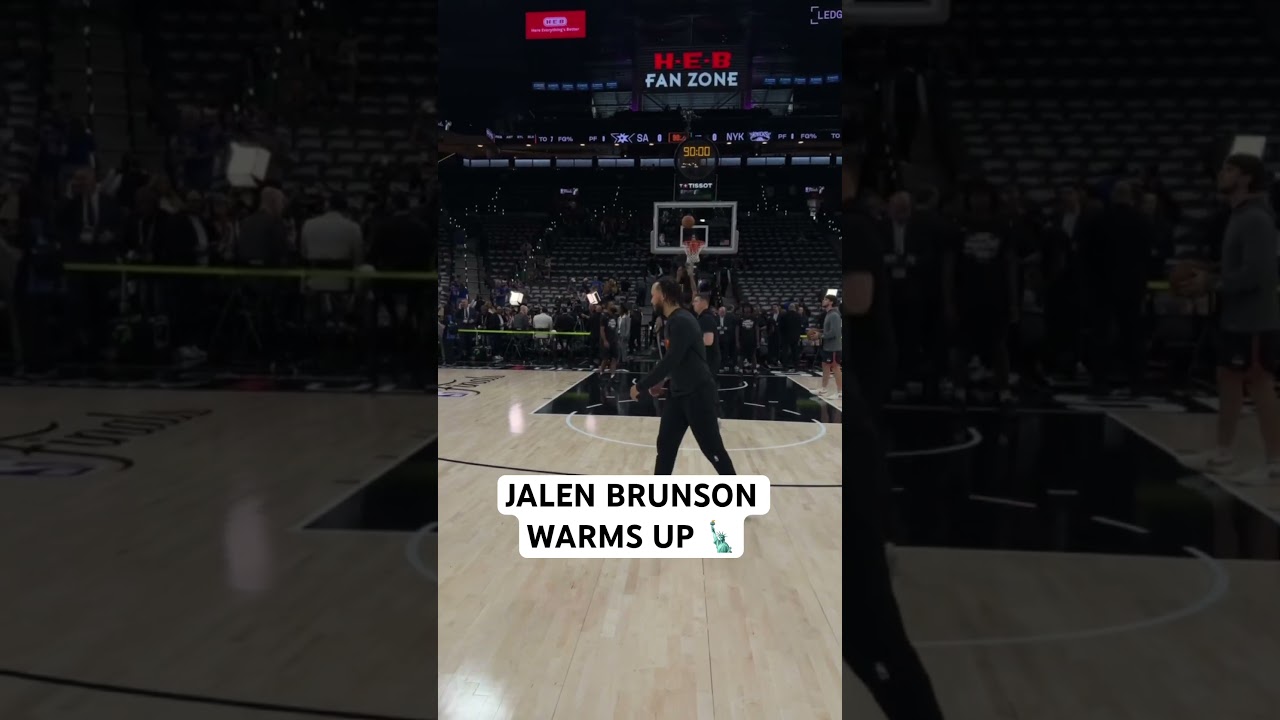 Jalen Brunson warming up for Game 5 of the NBA Finals