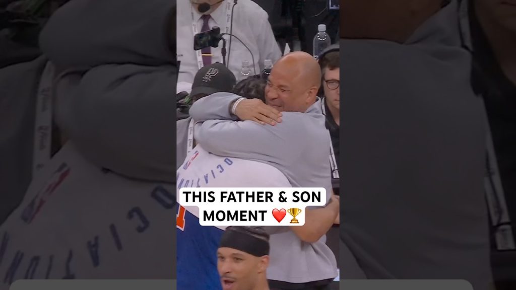 Jalen Brunson and his Dad embrace after Knicks win 2025-26 NBA Finals 🏆