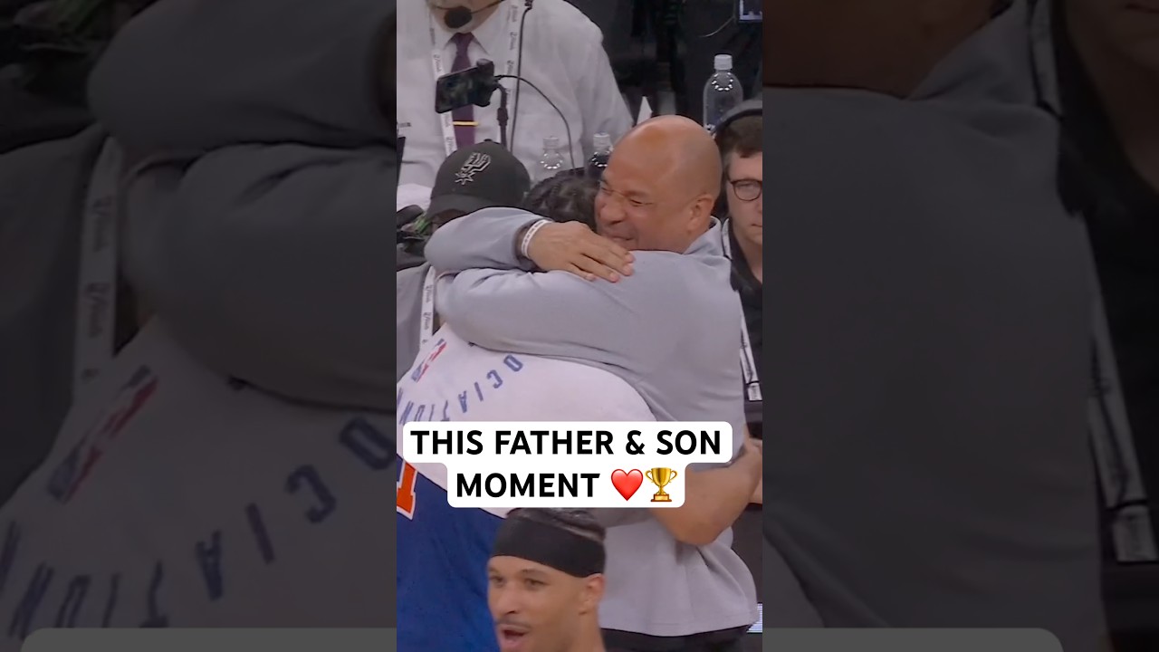 Jalen Brunson and his Dad embrace after Knicks win 2025-26 NBA Finals 🏆