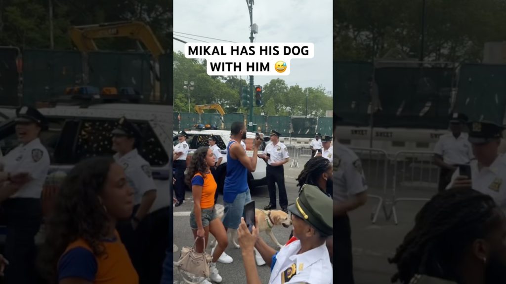 Mikal Bridges has his dog in the Knicks championship parade with him 🐕