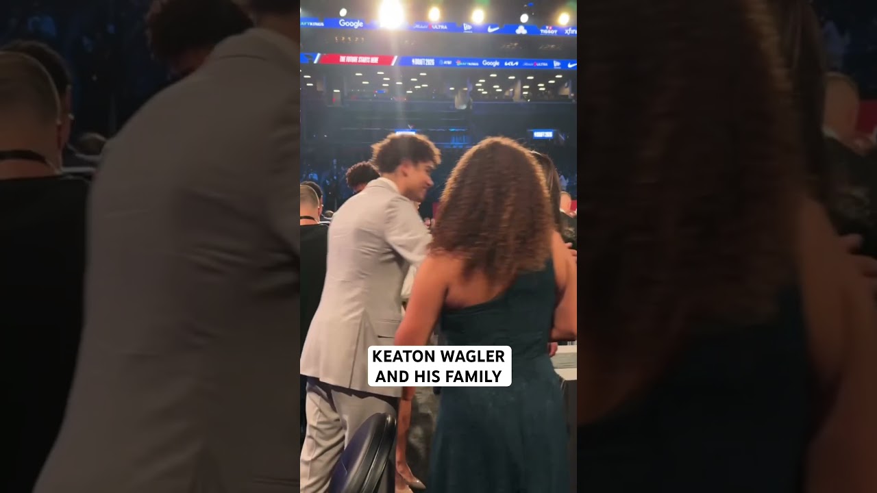 Keaton Wagler and his family arrive at the 2026 NBA Draft