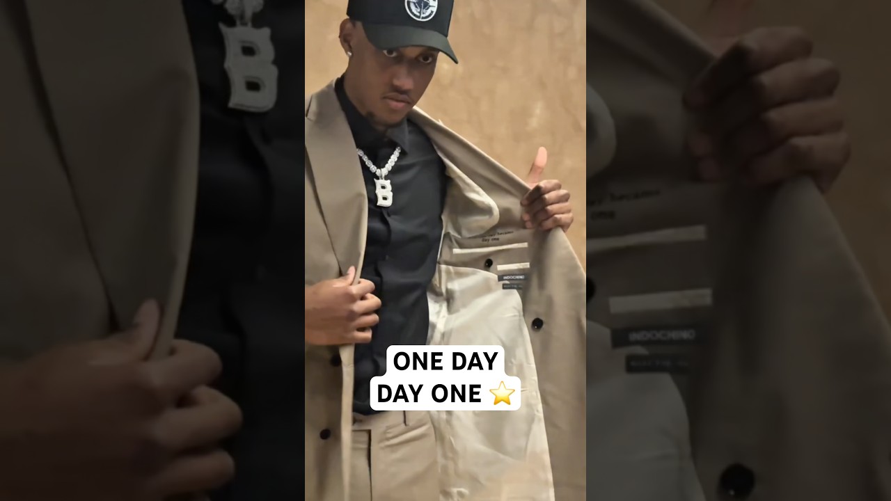Baba Miller with an inspiring message inside of his jacket for the 2026 NBA Draft