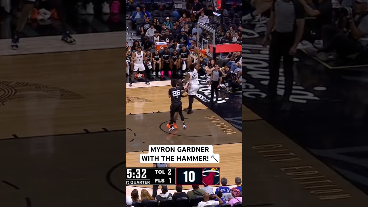 Myron Gardner rocks the rim with the big one hand jam!