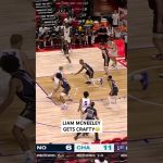 Liam McNeeley shows off the handles and footwork as he gets inisde for the layup