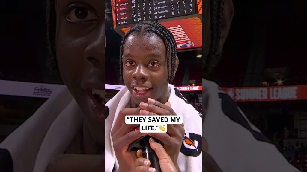 Caleb Wilson gives an energetic shoutout to Jaylin Sellers and Donovan Atwell after the win