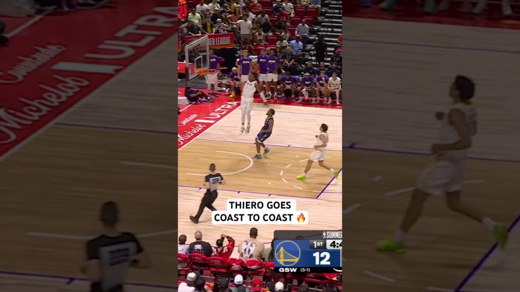 Adou Thiero comes up with the steal and then gets out on the break for the emphatic hammer slam